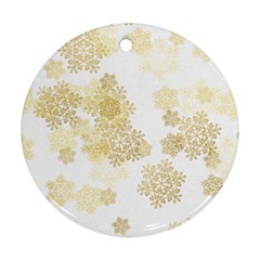 Christmas Gold Stars Snow Flakes  Ornament (round) by Lullaby