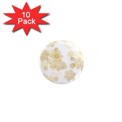 Christmas Gold Stars Snow Flakes  1  Mini Magnet (10 Pack) 