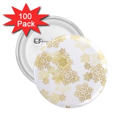 Christmas Gold Stars Snow Flakes  2 25  Buttons (100 Pack)  by Lullaby