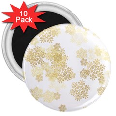 Christmas Gold Stars Snow Flakes  3  Magnets (10 Pack) 