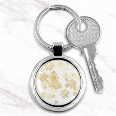 Christmas Gold Stars Snow Flakes  Key Chain (round) by Lullaby