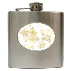 Christmas Gold Stars Snow Flakes  Hip Flask (6 Oz)