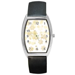 Christmas Gold Stars Snow Flakes  Barrel Style Metal Watch by Lullaby