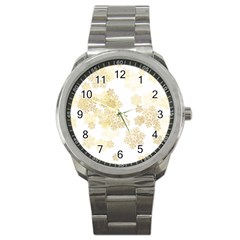 Christmas Gold Stars Snow Flakes  Sport Metal Watch by Lullaby