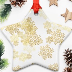 Christmas Gold Stars Snow Flakes  Star Ornament (two Sides) by Lullaby