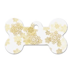 Christmas Gold Stars Snow Flakes  Dog Tag Bone (two Sides) by Lullaby