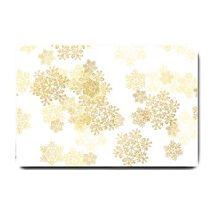 Christmas Gold Stars Snow Flakes  Small Doormat 