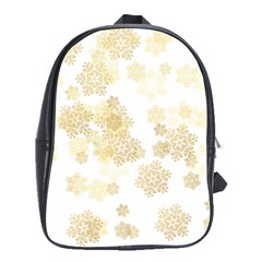 Christmas Gold Stars Snow Flakes  School Bag (large)