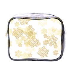 Christmas Gold Stars Snow Flakes  Mini Toiletries Bag (one Side)