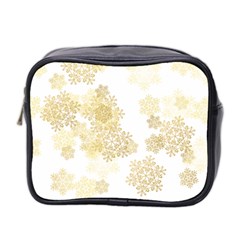 Christmas Gold Stars Snow Flakes  Mini Toiletries Bag (two Sides) by Lullaby