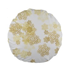 Christmas Gold Stars Snow Flakes  Standard 15  Premium Round Cushions