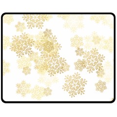 Christmas Gold Stars Snow Flakes  Double Sided Fleece Blanket (medium) 