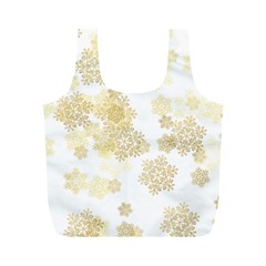 Christmas Gold Stars Snow Flakes  Full Print Recycle Bag (m)