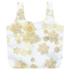 Christmas Gold Stars Snow Flakes  Full Print Recycle Bag (xl)