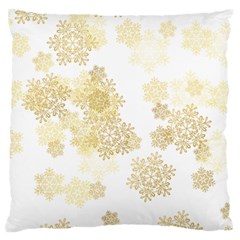 Christmas Gold Stars Snow Flakes  Large Flano Cushion Case (one Side)