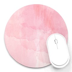 Pink Blurry Pastel Watercolour Ombre Round Mousepads by Lullaby