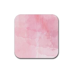 Pink Blurry Pastel Watercolour Ombre Rubber Coaster (square)  by Lullaby