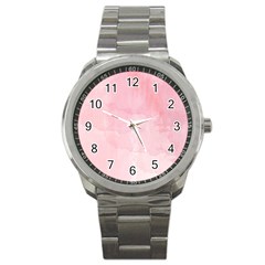 Pink Blurry Pastel Watercolour Ombre Sport Metal Watch by Lullaby