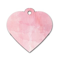 Pink Blurry Pastel Watercolour Ombre Dog Tag Heart (one Side)