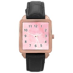 Pink Blurry Pastel Watercolour Ombre Rose Gold Leather Watch  by Lullaby