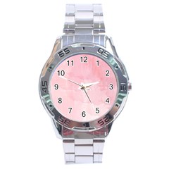 Pink Blurry Pastel Watercolour Ombre Stainless Steel Analogue Watch by Lullaby