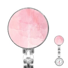 Pink Blurry Pastel Watercolour Ombre Stainless Steel Nurses Watch by Lullaby