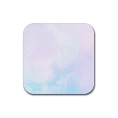 Pink Blue Blurry Pastel Watercolour Ombre Rubber Coaster (square)  by Lullaby