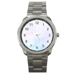 Pink Blue Blurry Pastel Watercolour Ombre Sport Metal Watch by Lullaby