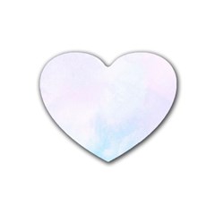 Pink Blue Blurry Pastel Watercolour Ombre Rubber Coaster (heart)  by Lullaby