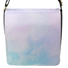 Pink Blue Blurry Pastel Watercolour Ombre Flap Closure Messenger Bag (s) by Lullaby