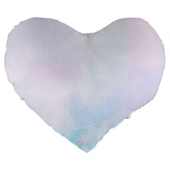 Pink Blue Blurry Pastel Watercolour Ombre Large 19  Premium Flano Heart Shape Cushions by Lullaby