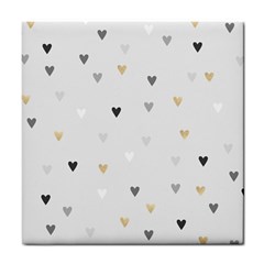 Grey Hearts Print Romantic Tile Coaster by Lullaby