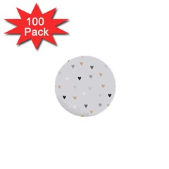 Grey Hearts Print Romantic 1  Mini Buttons (100 Pack)  by Lullaby