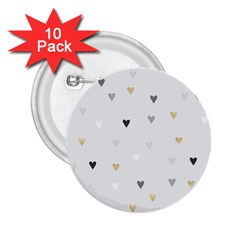 Grey Hearts Print Romantic 2 25  Buttons (10 Pack)  by Lullaby