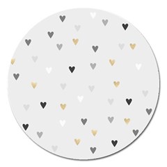 Grey Hearts Print Romantic Magnet 5  (round) by Lullaby