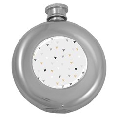 Grey Hearts Print Romantic Round Hip Flask (5 Oz) by Lullaby