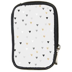 Grey Hearts Print Romantic Compact Camera Leather Case by Lullaby