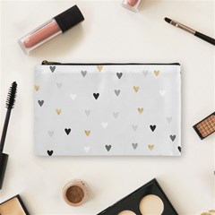 Grey Hearts Print Romantic Cosmetic Bag (medium) by Lullaby