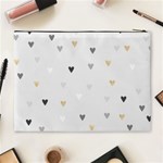 grey hearts print romantic Cosmetic Bag (XL) Back