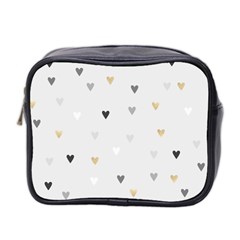 Grey Hearts Print Romantic Mini Toiletries Bag (two Sides) by Lullaby