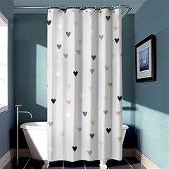 Grey Hearts Print Romantic Shower Curtain 36  X 72  (stall)  by Lullaby