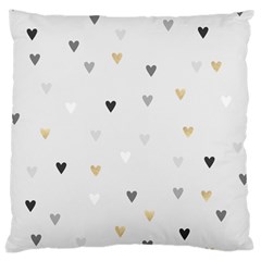 Grey Hearts Print Romantic Large Cushion Case (one Side) by Lullaby