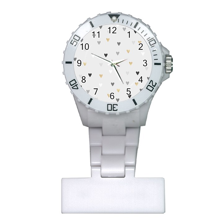 grey hearts print romantic Plastic Nurses Watch