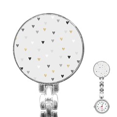 Grey Hearts Print Romantic Stainless Steel Nurses Watch by Lullaby