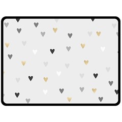 Grey Hearts Print Romantic Double Sided Fleece Blanket (large)  by Lullaby