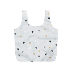 Grey Hearts Print Romantic Full Print Recycle Bag (s) by Lullaby