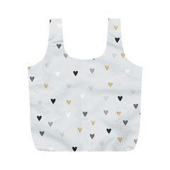 Grey Hearts Print Romantic Full Print Recycle Bag (m) by Lullaby