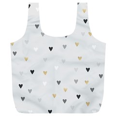 Grey Hearts Print Romantic Full Print Recycle Bag (xl) by Lullaby