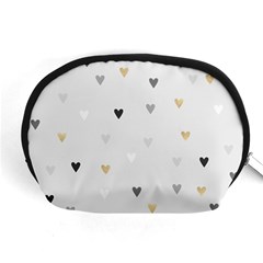 Grey Hearts Print Romantic Accessory Pouch (medium) by Lullaby