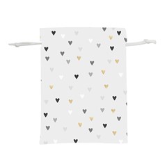 Grey Hearts Print Romantic Lightweight Drawstring Pouch (m) by Lullaby